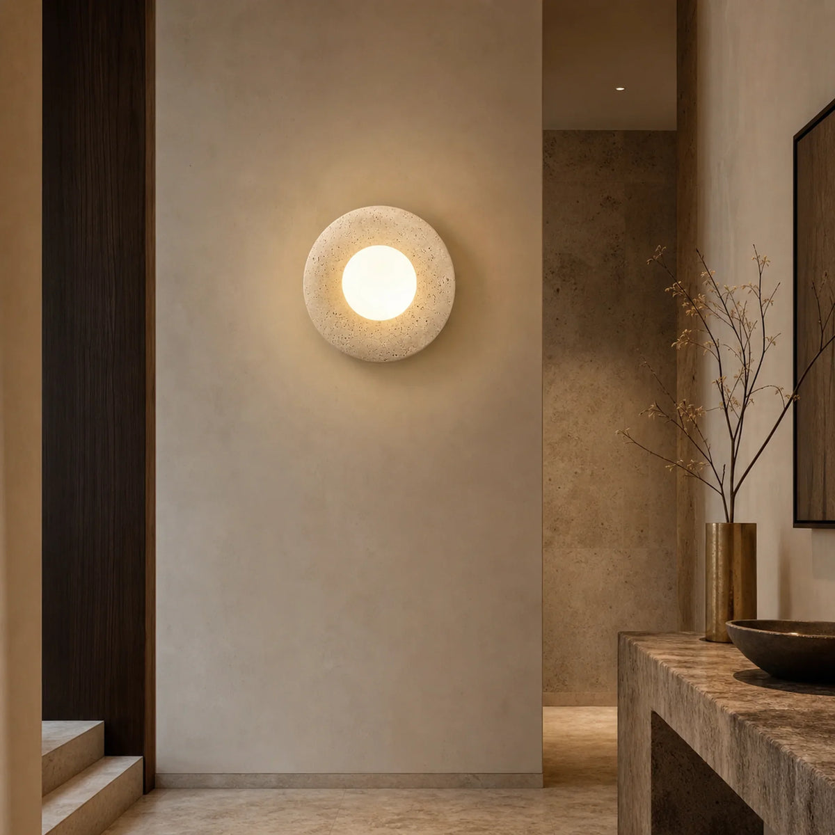 Travertine Globe Wall Sconce