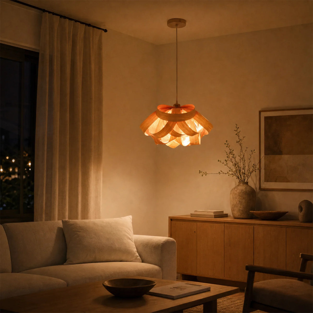 Woven Wood Pendant Light