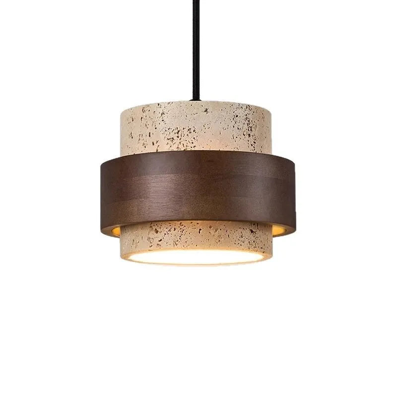 Stone and Wood Linear Pendant Light