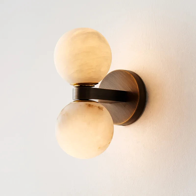 Double Globe Stone Wall Sconce