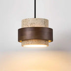Stone and Wood Linear Pendant Light