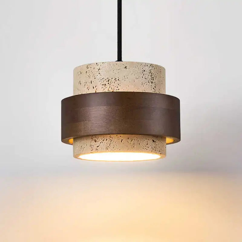 Stone and Wood Linear Pendant Light