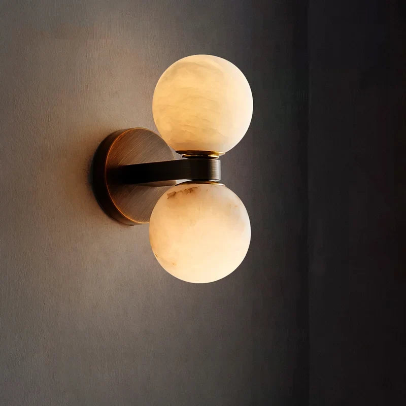 Double Globe Stone Wall Sconce