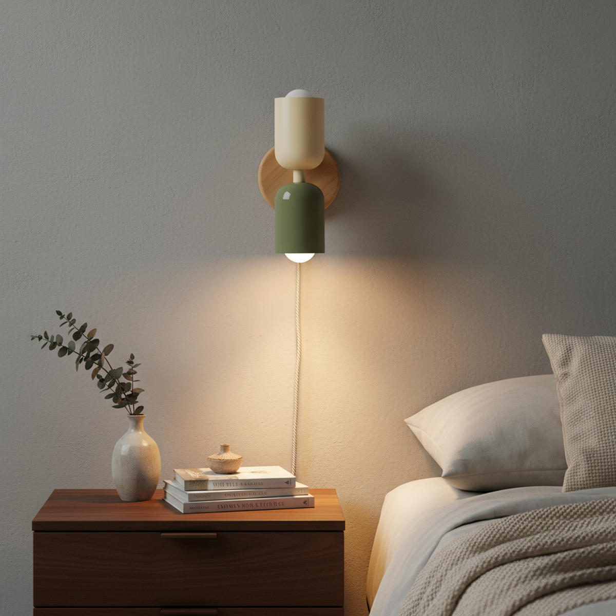 Beige and Green Nordic LED Wall Sconce