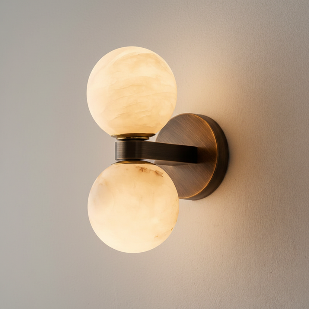 Double Globe Stone Wall Sconce