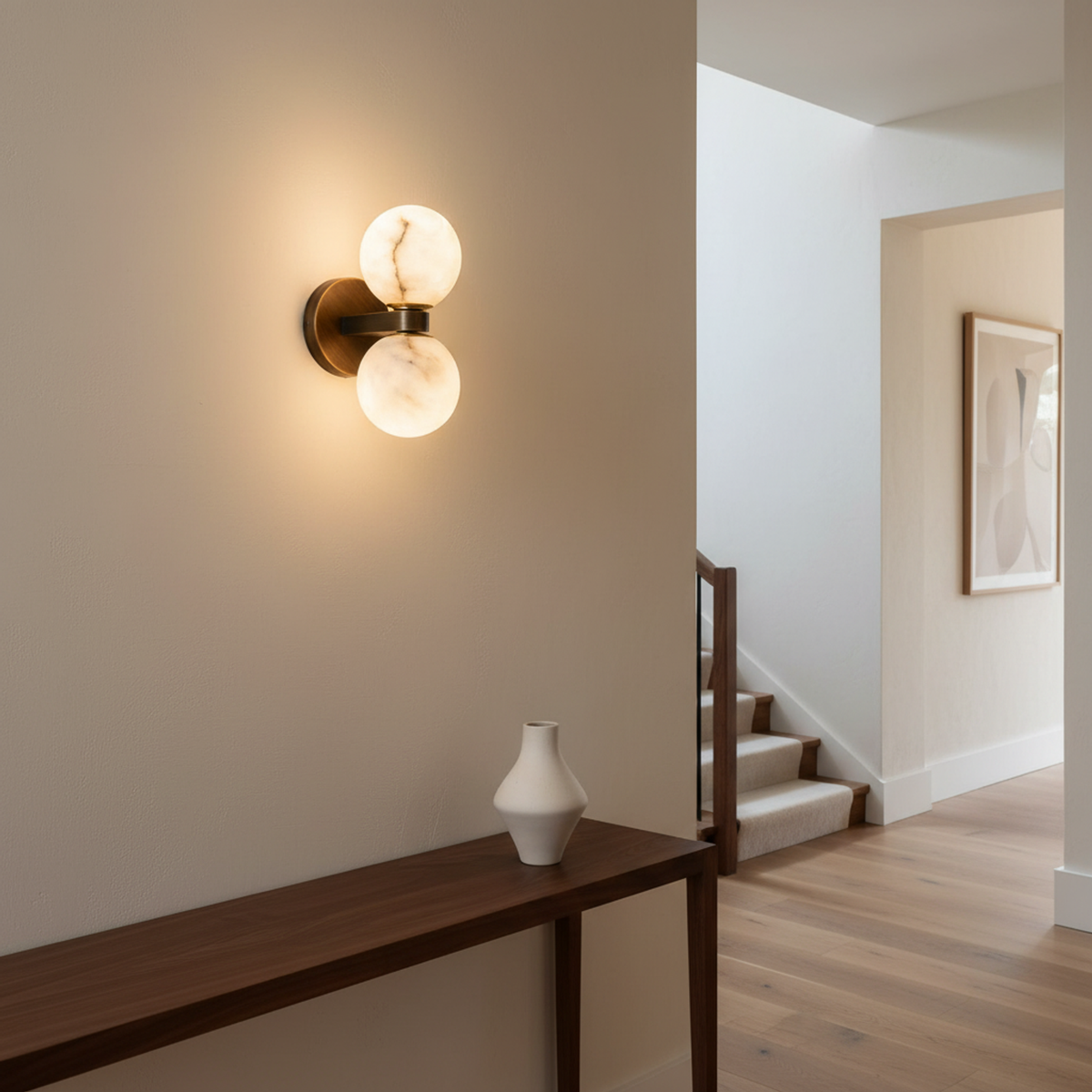 Double Globe Stone Wall Sconce