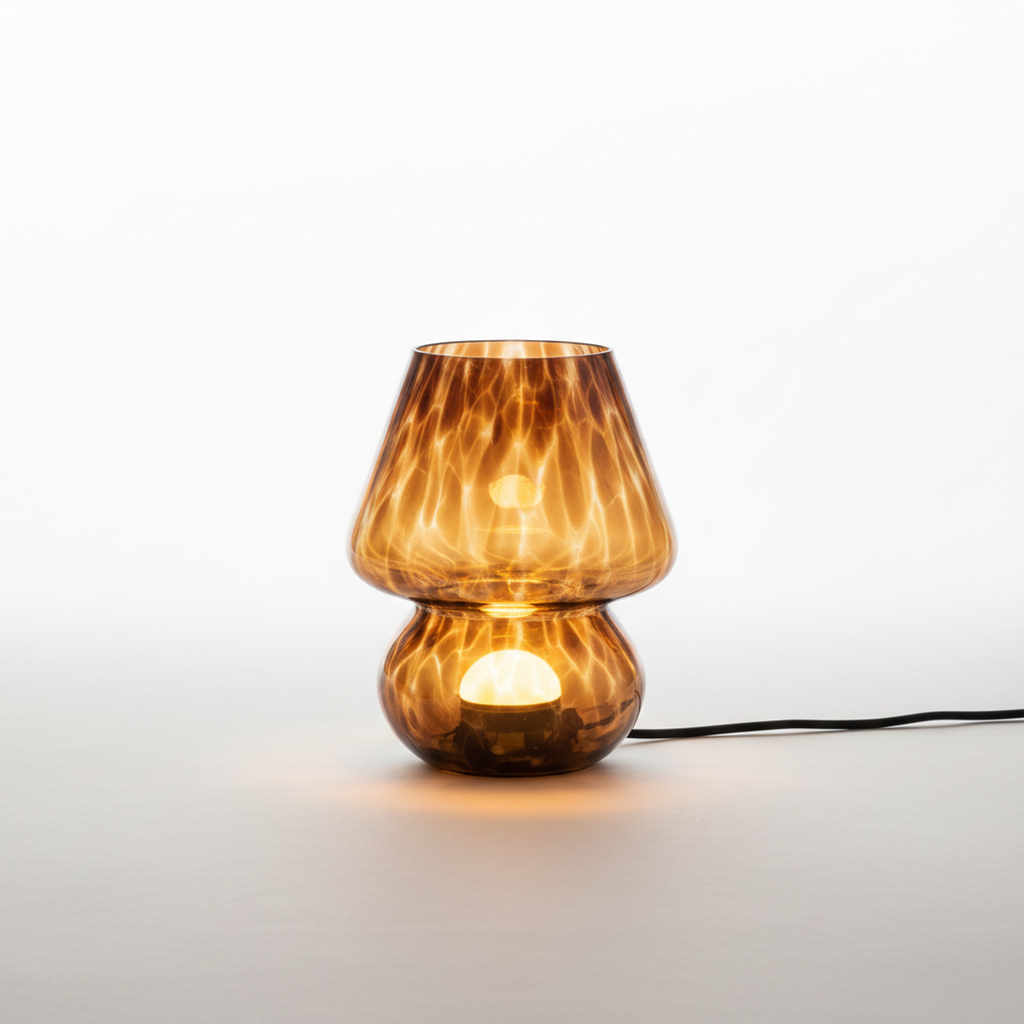 Amber Glass Mushroom Table Lamp