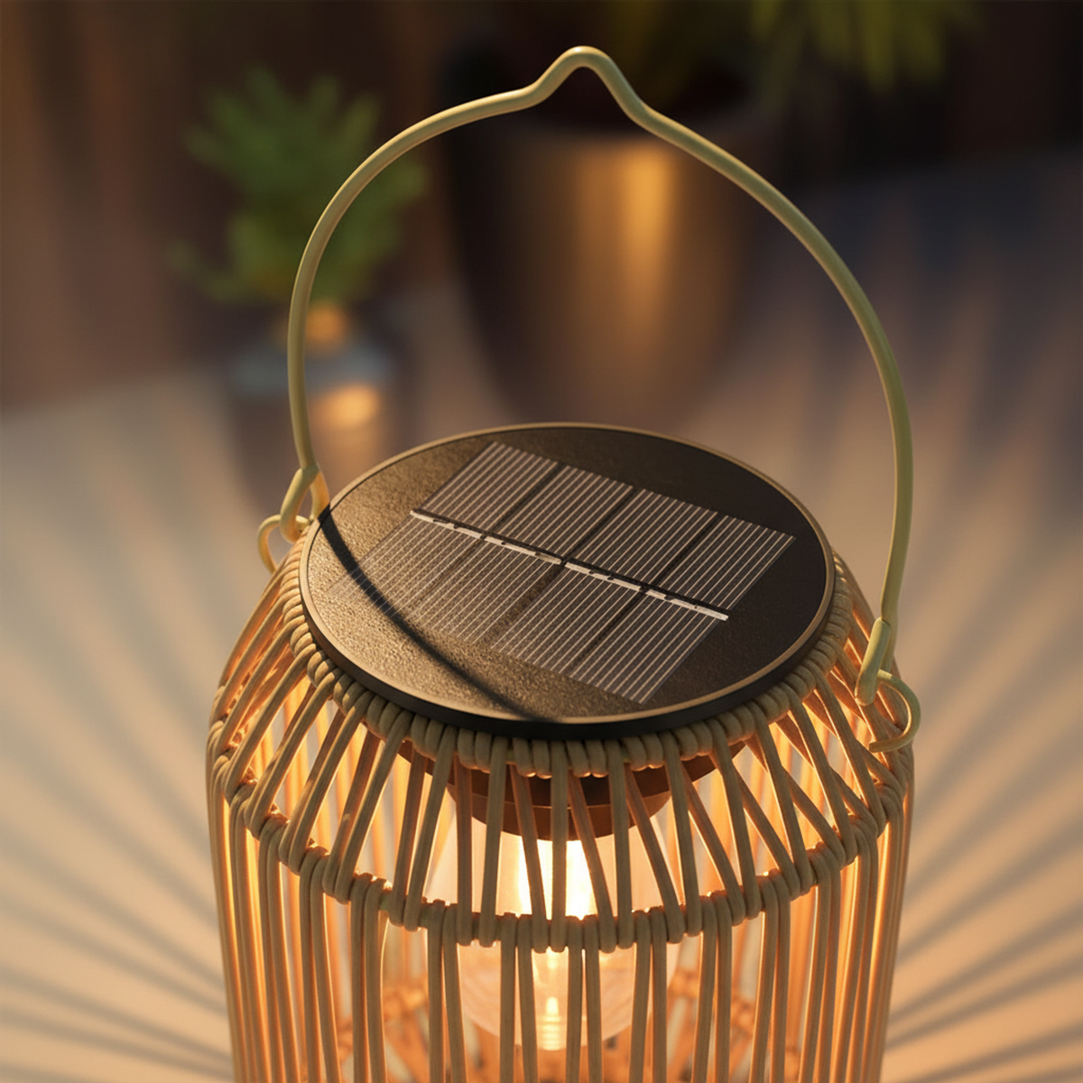 Boho Solar Rattan Lantern