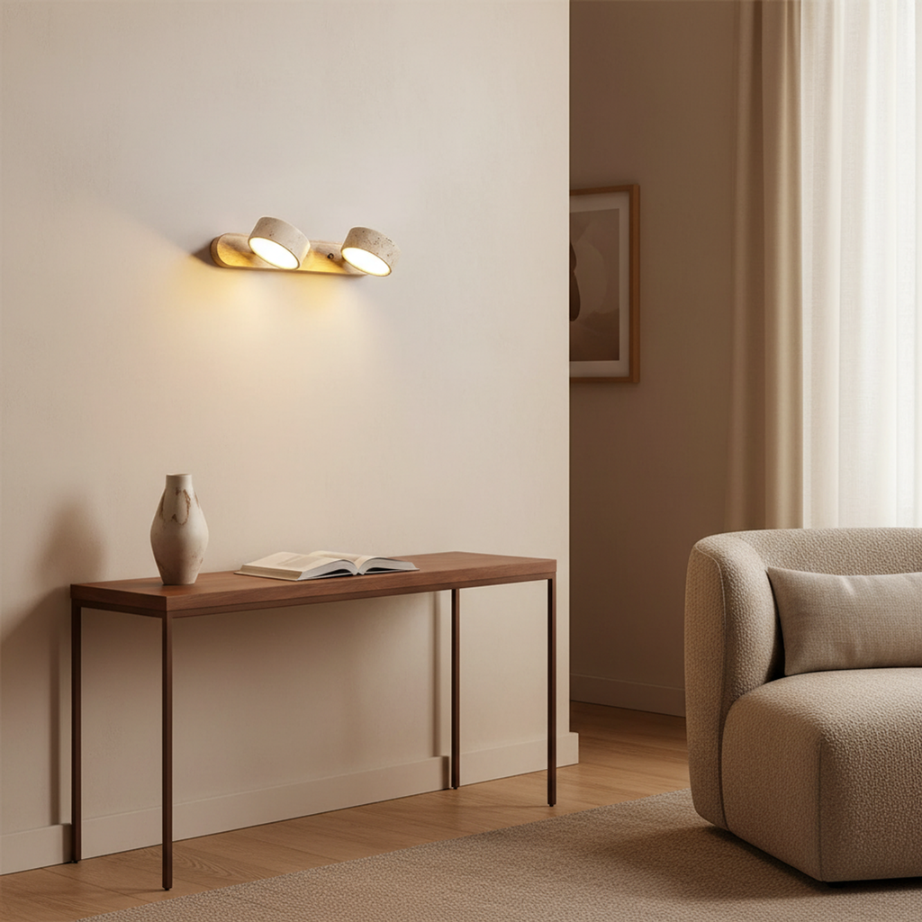 Nordic Wooden Double Head Wall Sconce
