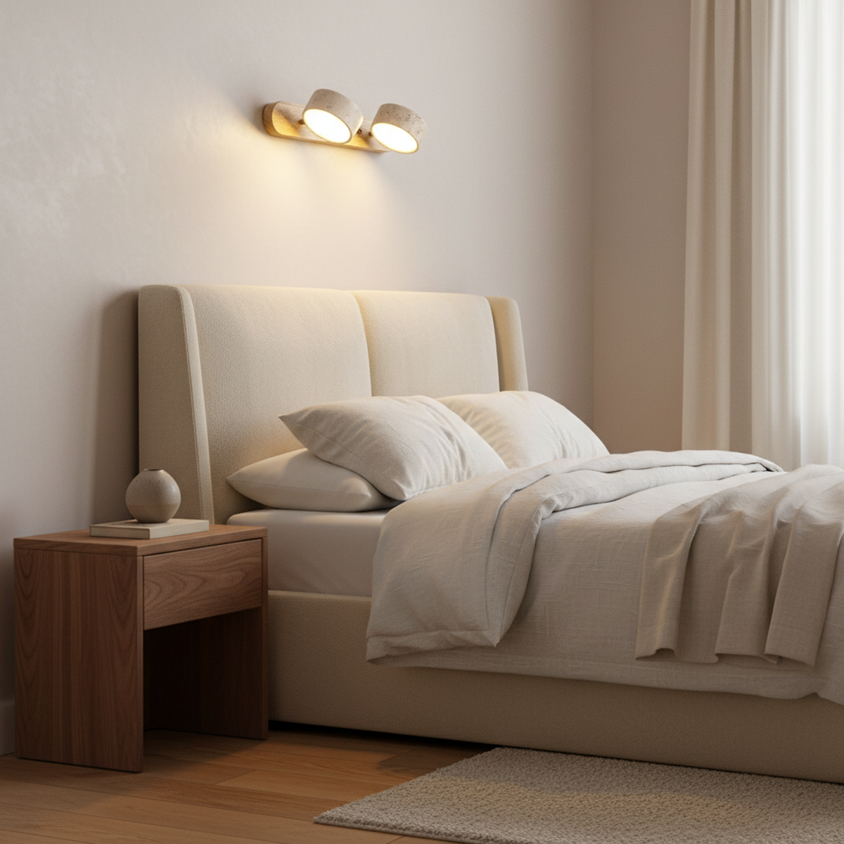 Nordic Wooden Double Head Wall Sconce