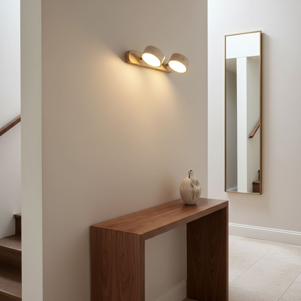 Nordic Wooden Double Head Wall Sconce