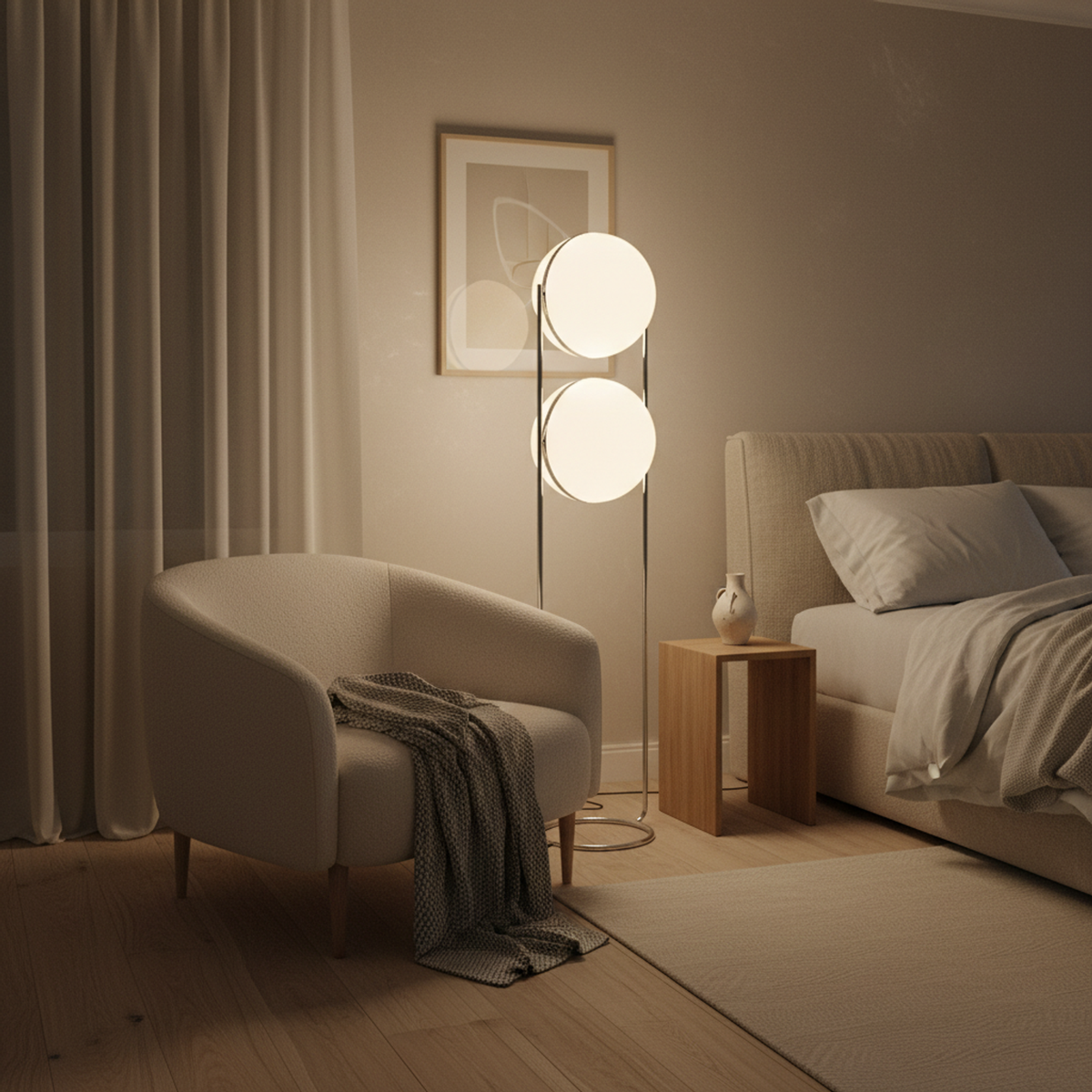 Soft Light Rising Through Twin Globes