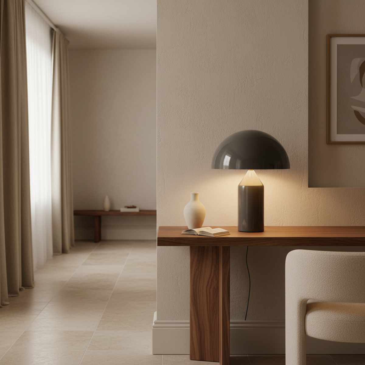 Large Black Rechargeable Touch Table Lamp