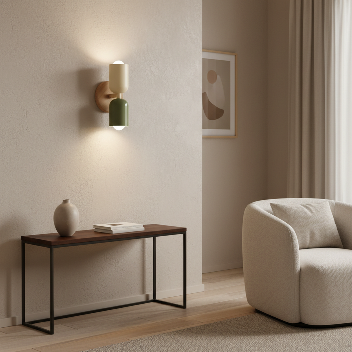 Beige and Green Nordic LED Wall Sconce