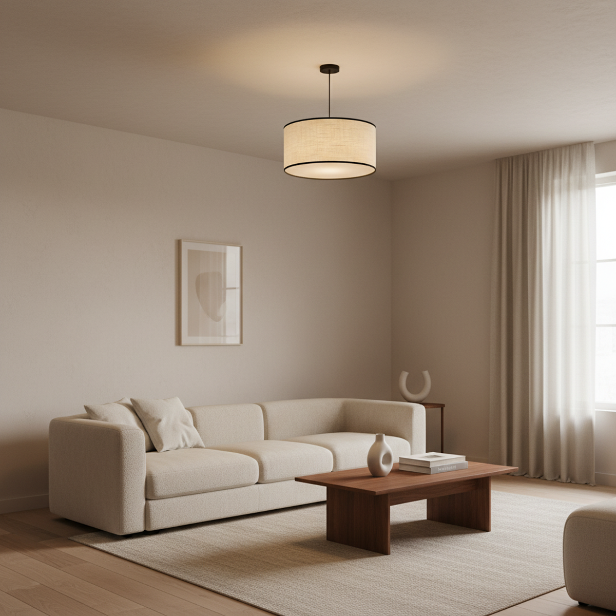 Modern Black Wabi Sabi Japanese Chandelier Natural Light