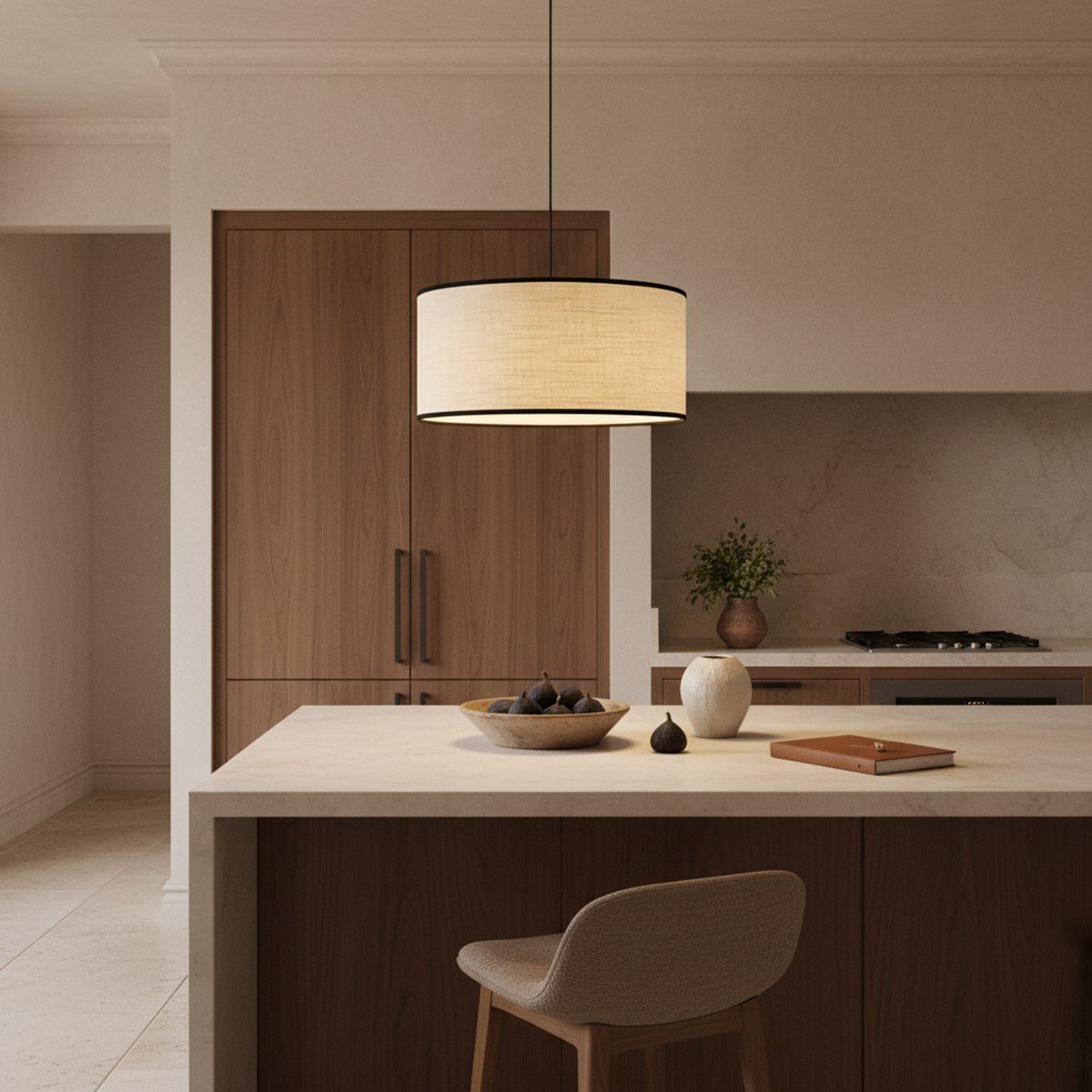 Modern Black Wabi Sabi Japanese Chandelier Natural Light