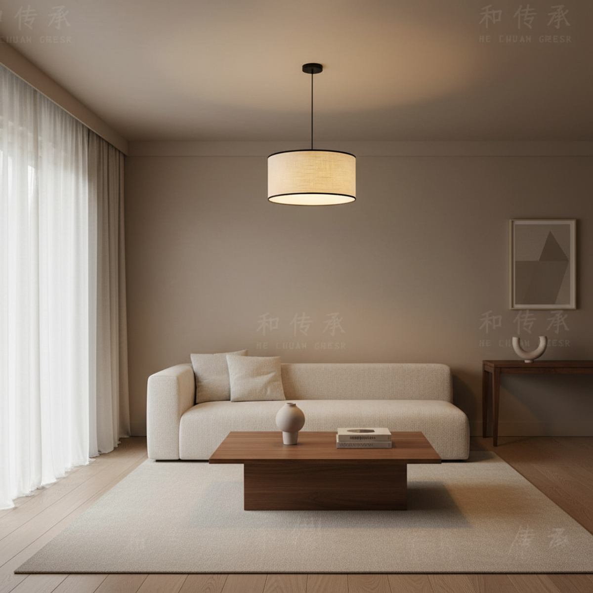 Modern Black Wabi Sabi Japanese Chandelier White Light