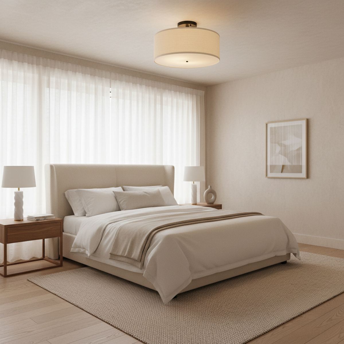 Modern White Wabi Sabi Japanese Chandelier White Light