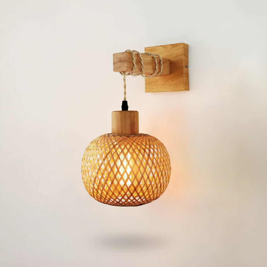 Handwoven Bamboo Wall Sconce