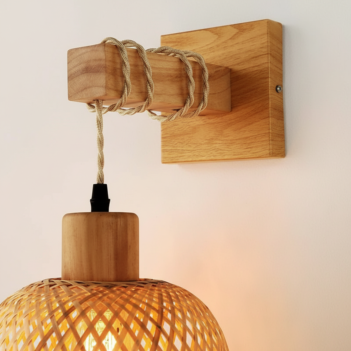 Handwoven Bamboo Wall Sconce