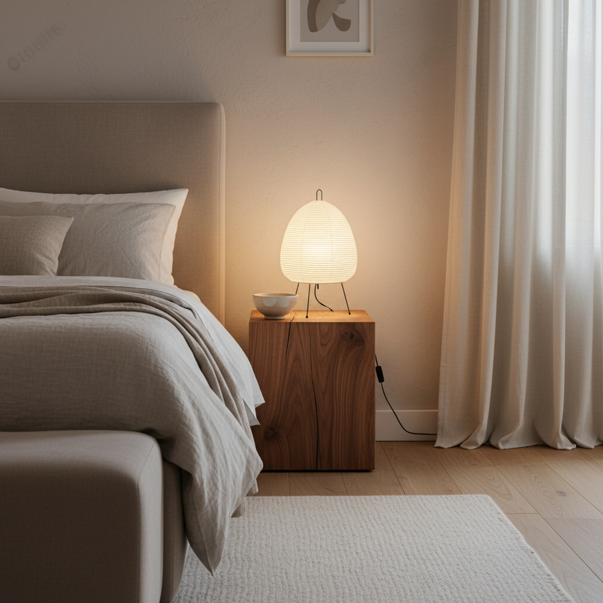 Japanese Rice Paper Tripod Table Lamp