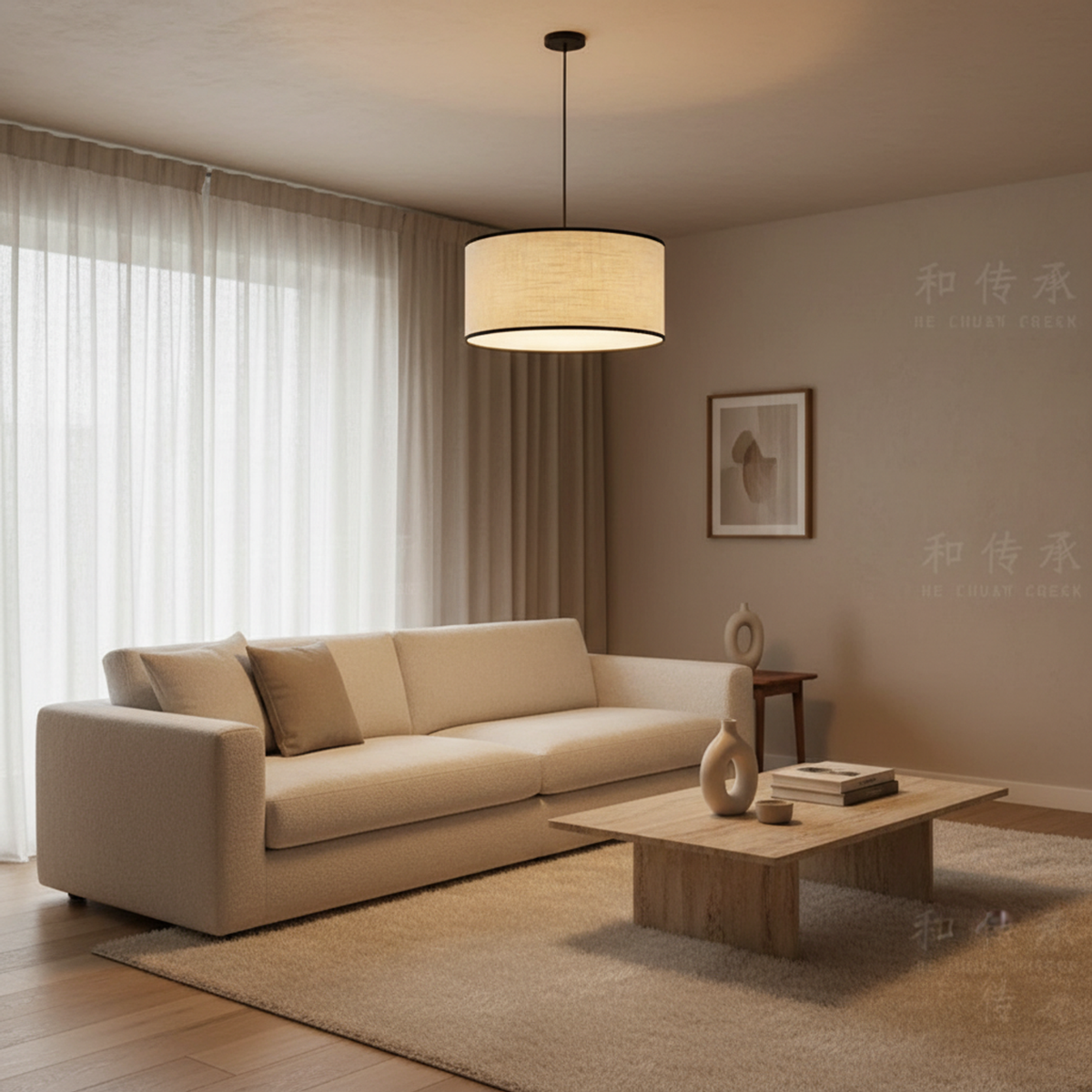 Modern Black Wabi Sabi Japanese Chandelier White Light