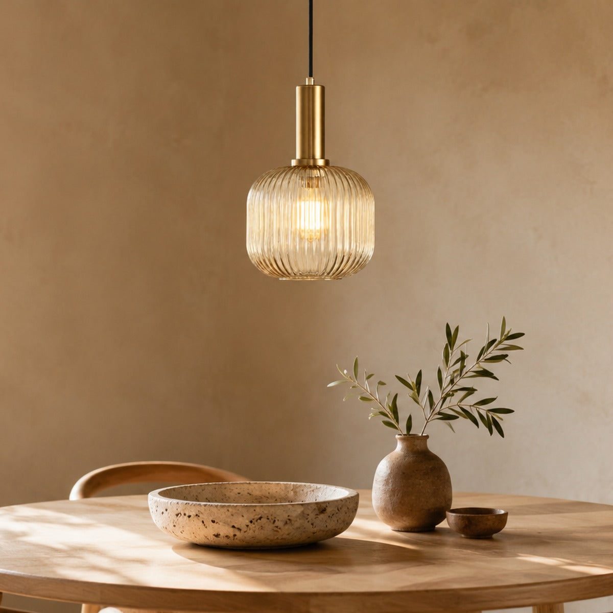 Ribbed Glass Pendant Light
