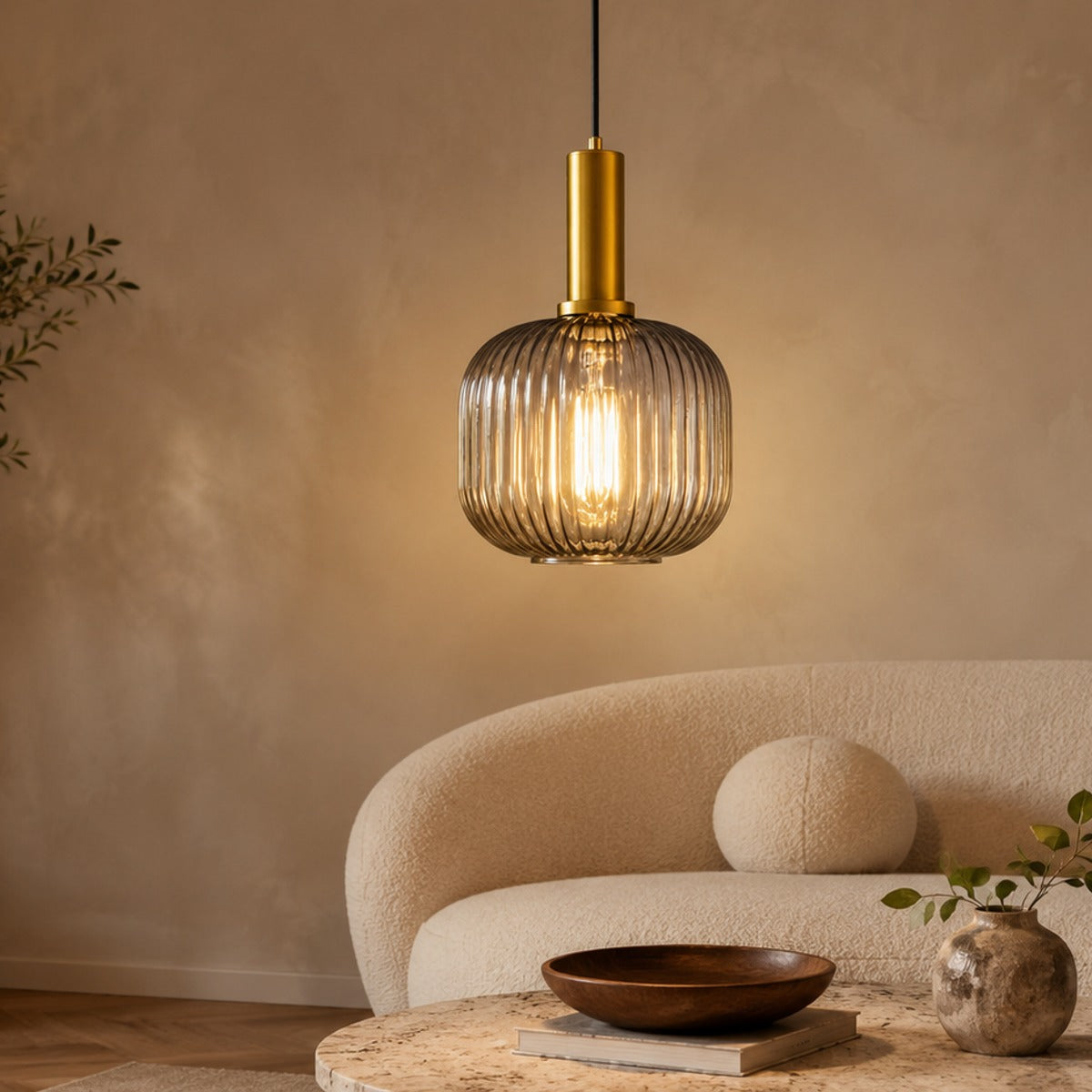 Ribbed Glass Pendant Light