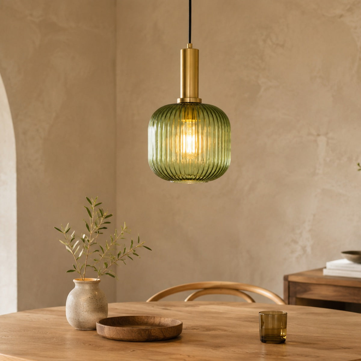 Ribbed Glass Pendant Light