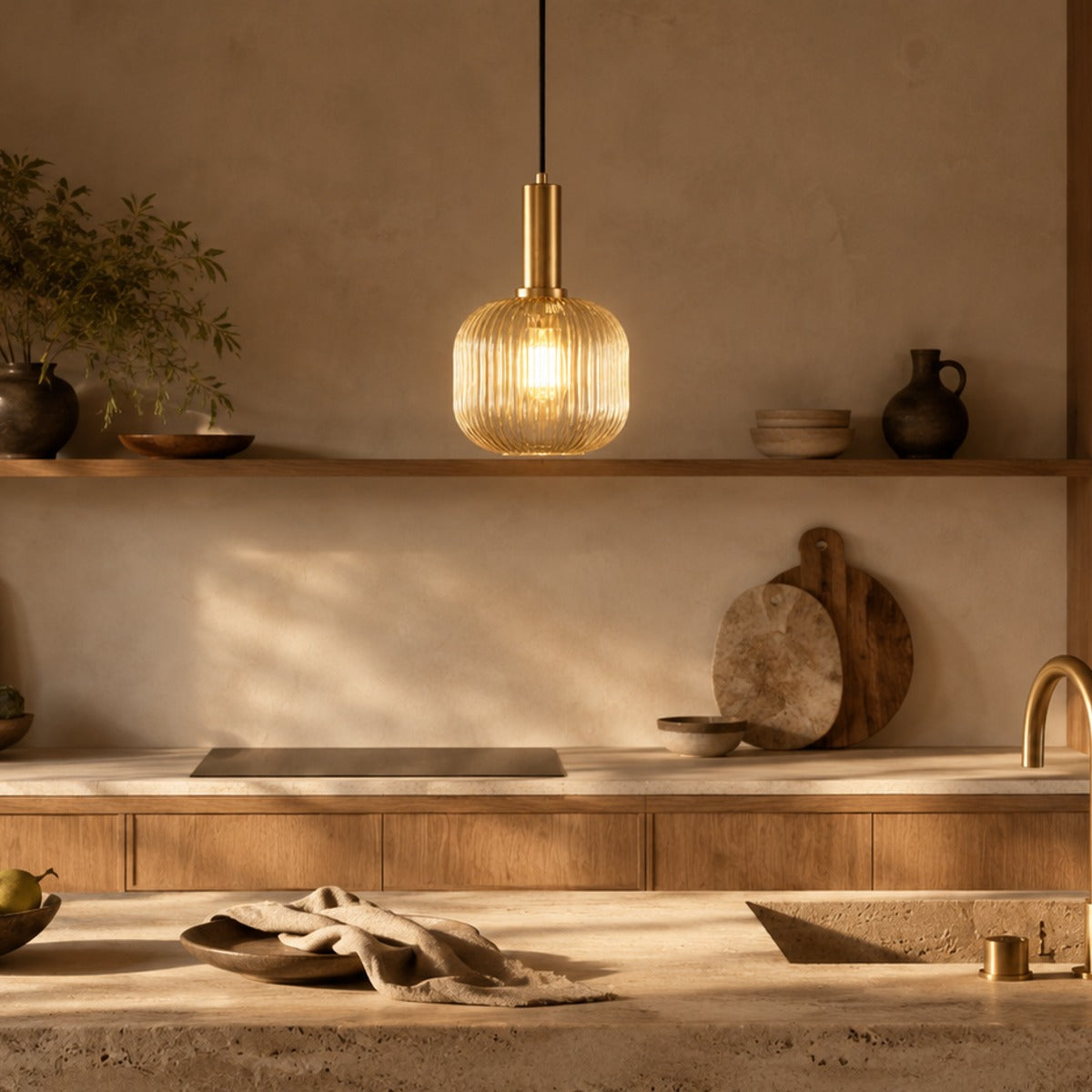 Ribbed Glass Pendant Light