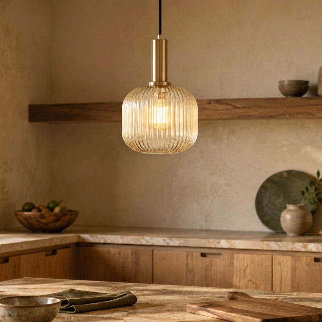 Ribbed Glass Pendant Light
