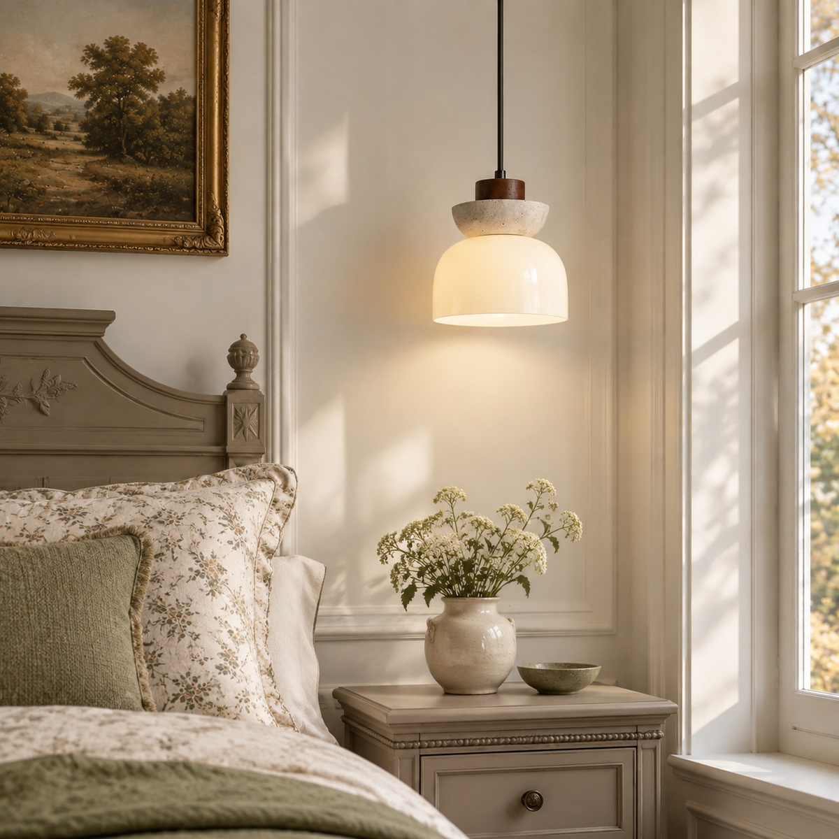 Travertine Glass Pendant Light