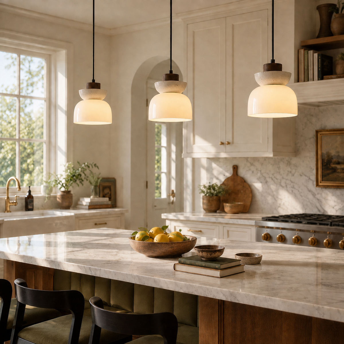 Travertine Glass Pendant Light