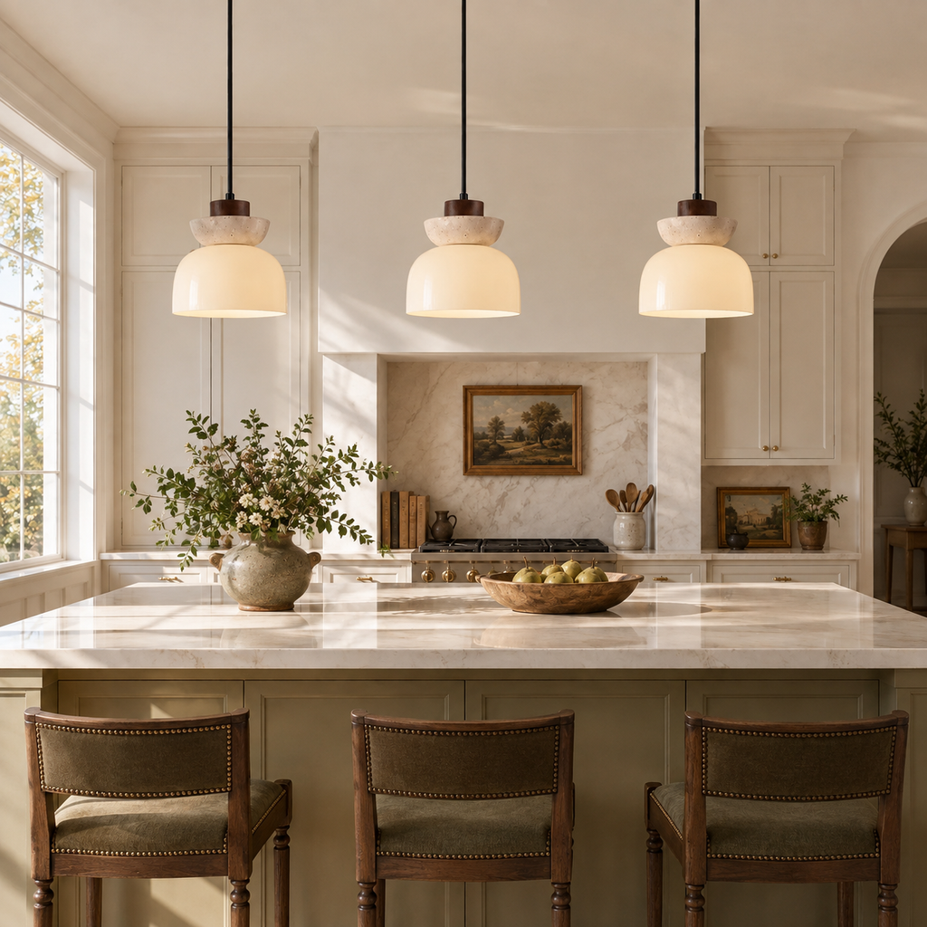 Travertine Glass Pendant Light