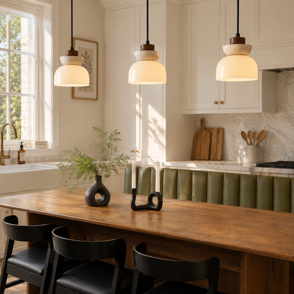 Travertine Glass Pendant Light