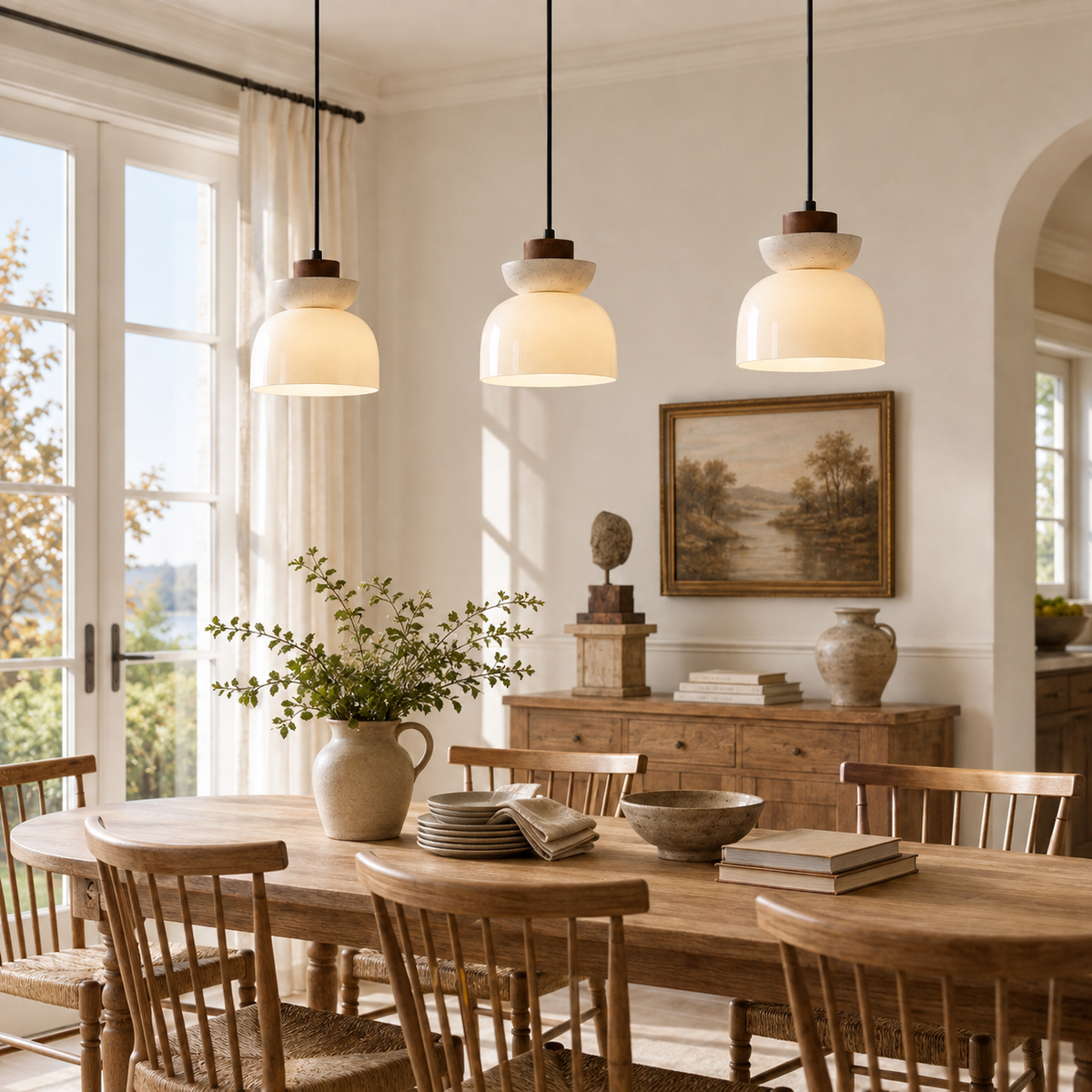 Travertine Glass Pendant Light