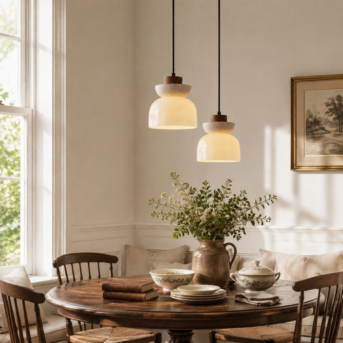 Travertine Glass Pendant Light