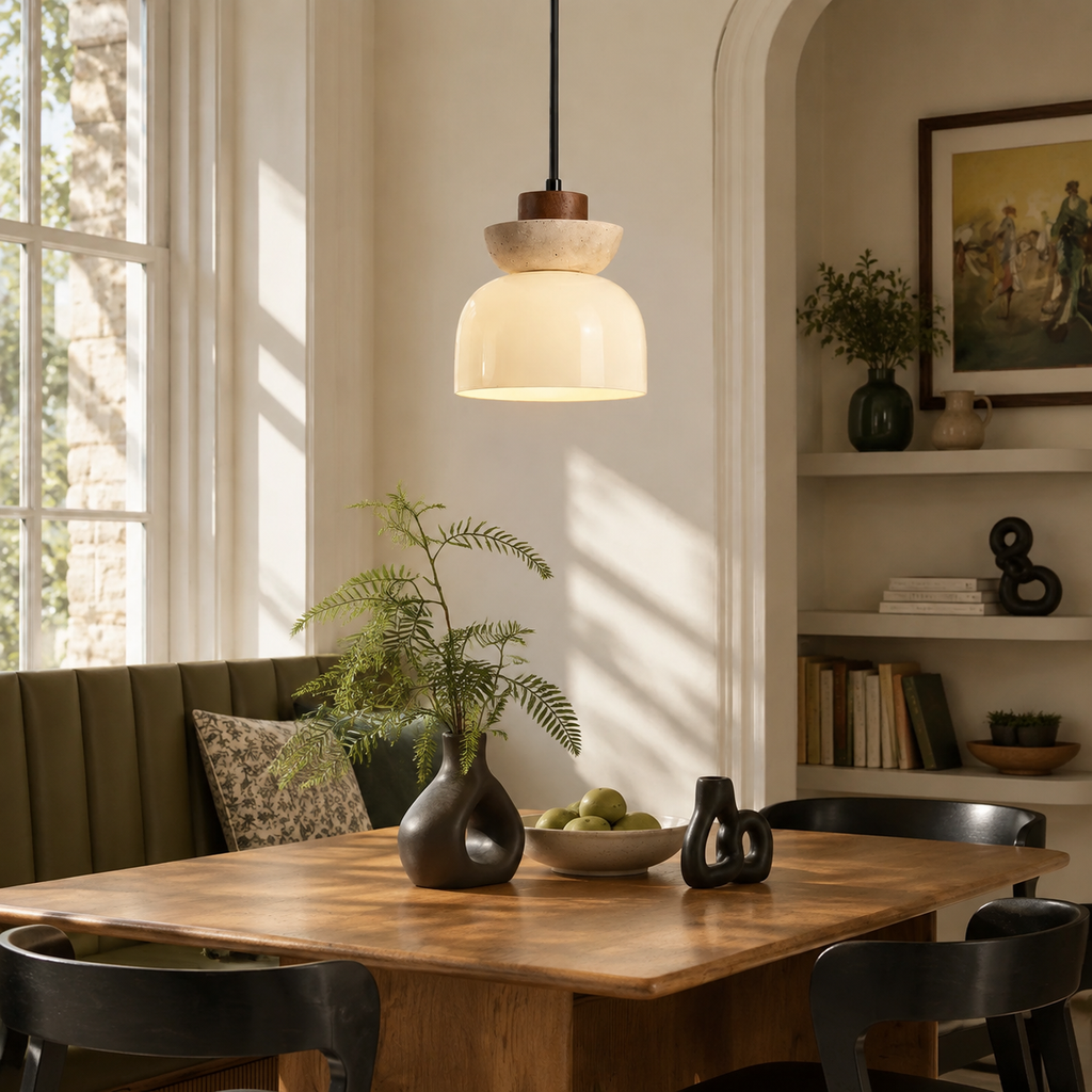 Travertine Glass Pendant Light