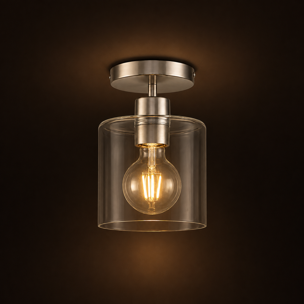 Clear Glass Semi Flush Ceiling Light
