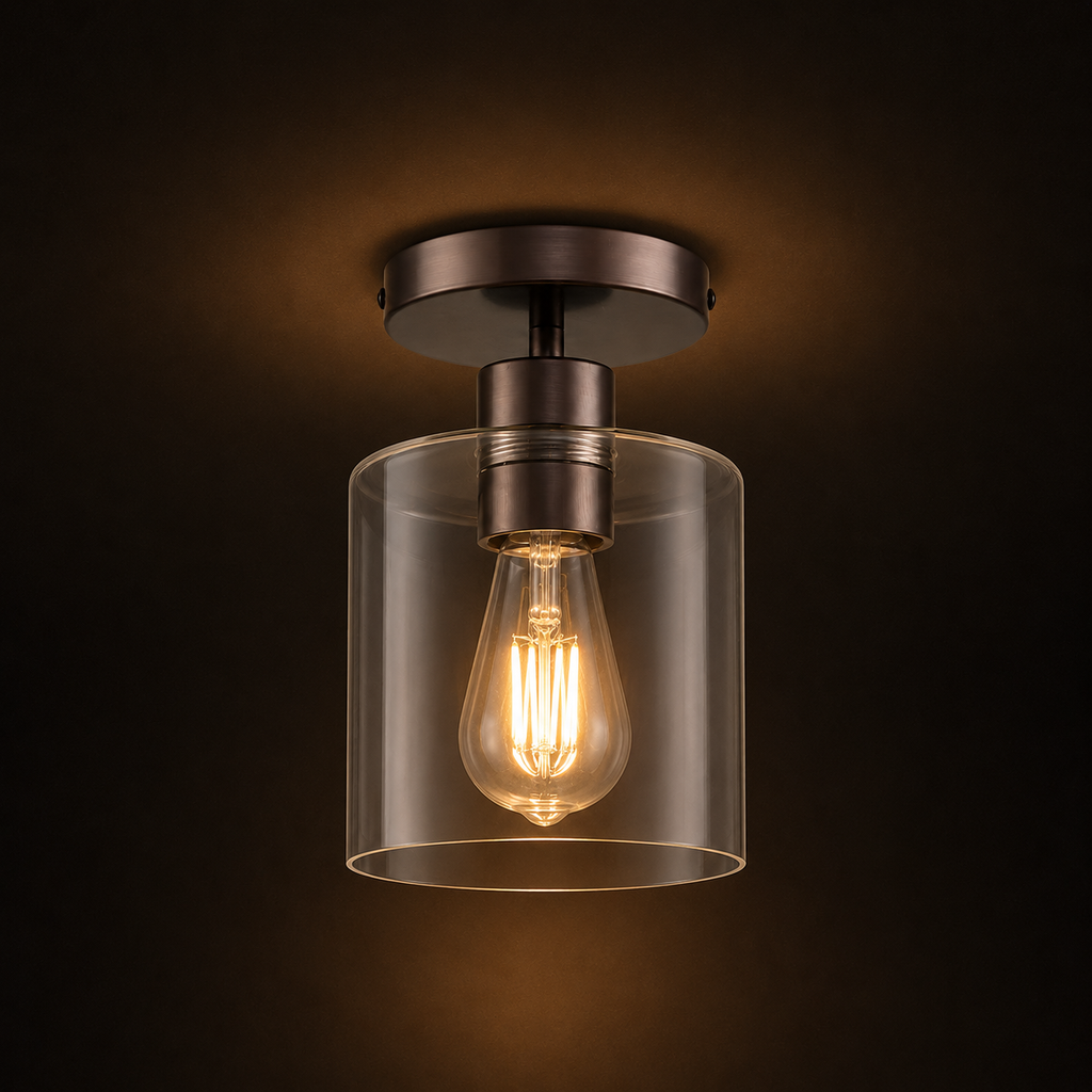 Clear Glass Semi Flush Ceiling Light
