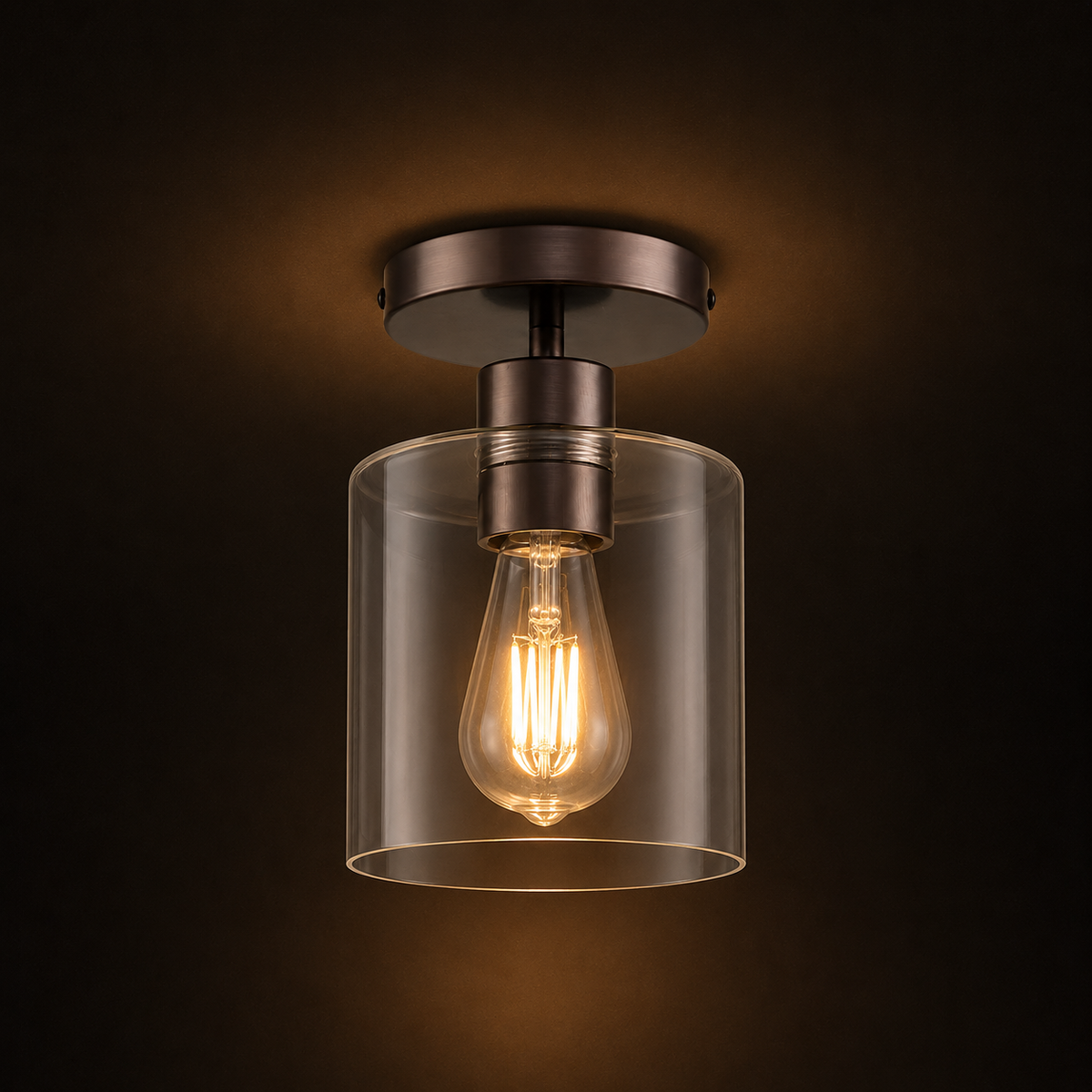 Clear Glass Semi Flush Ceiling Light