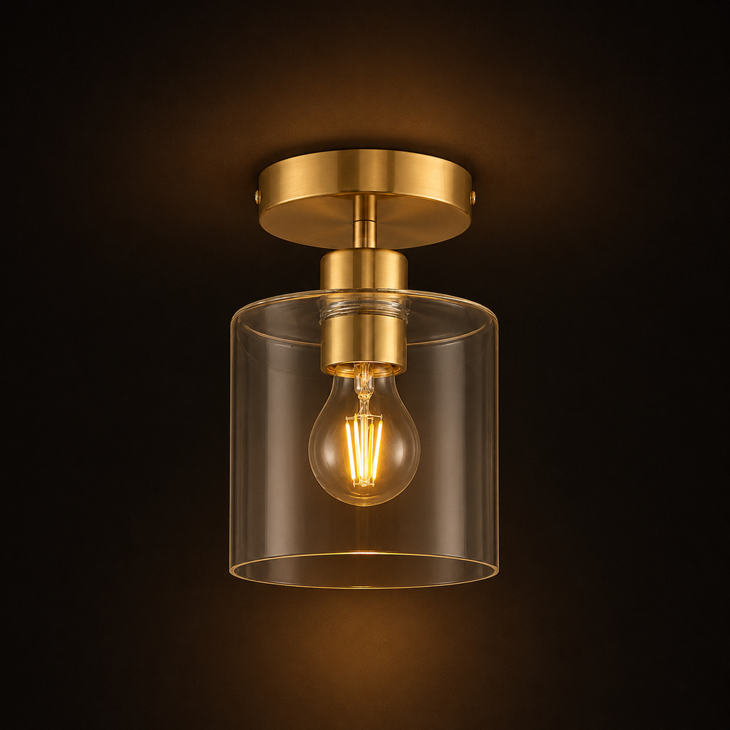 Clear Glass Semi Flush Ceiling Light