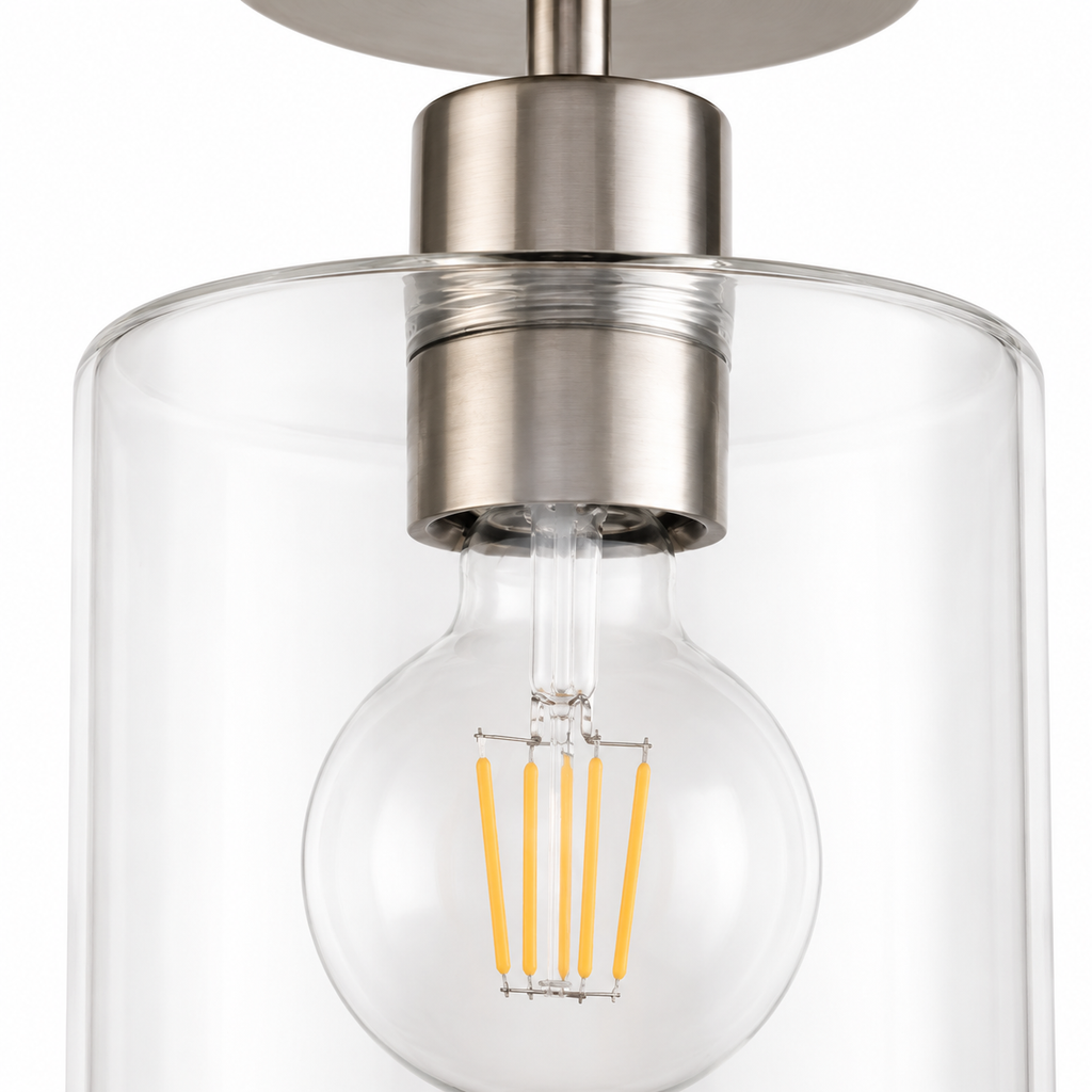 Clear Glass Semi Flush Ceiling Light