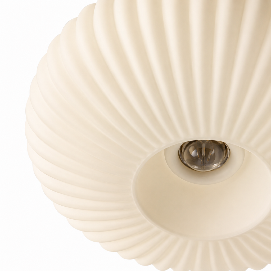 Ribbed Glass Flush Mount Ceiling Light