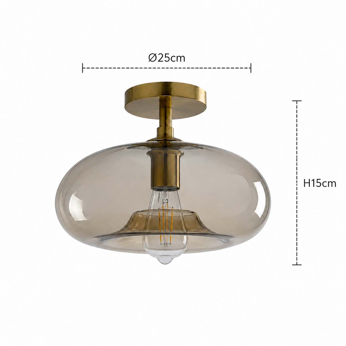 Amber Glass Flush Mount Ceiling Light