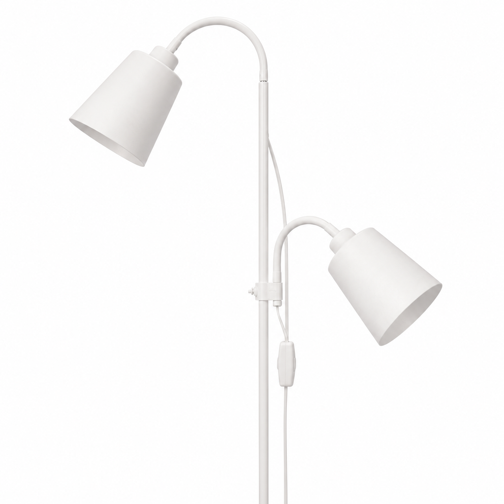 White Double Head Reading Floor Lamp