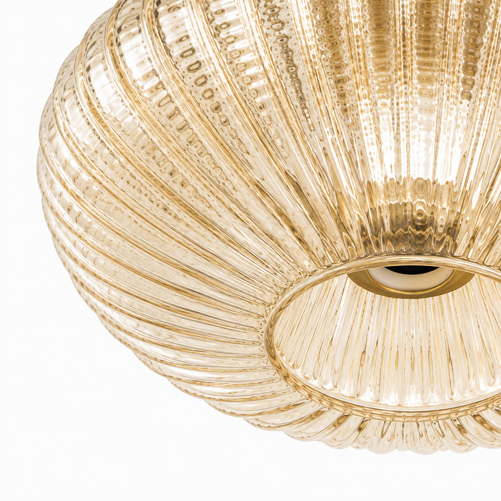 Ribbed Glass Flush Mount Ceiling Light
