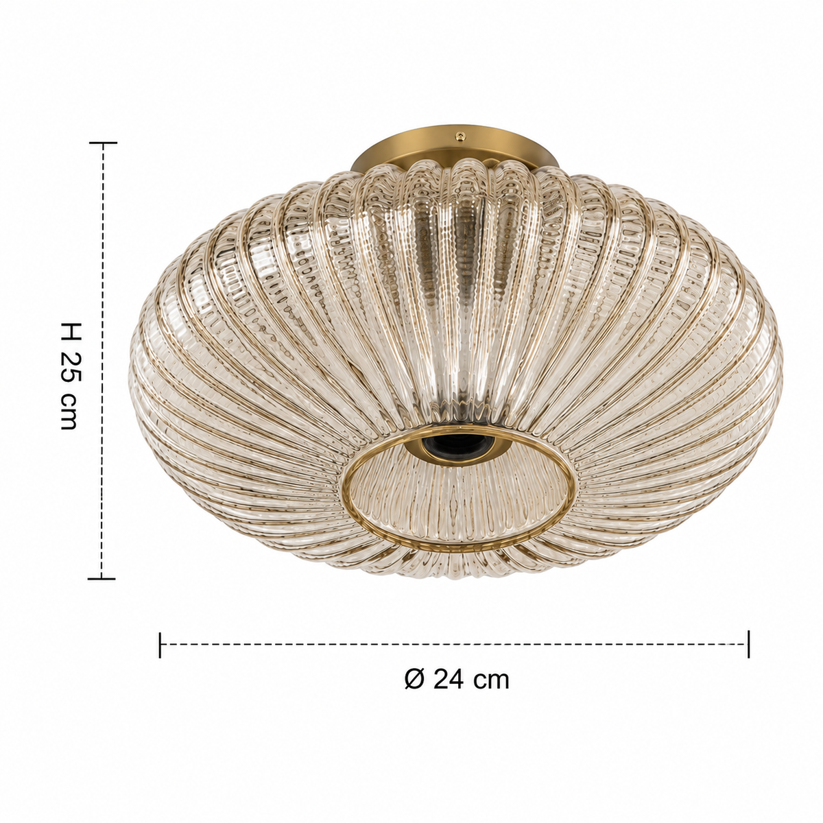Ribbed Glass Flush Mount Ceiling Light