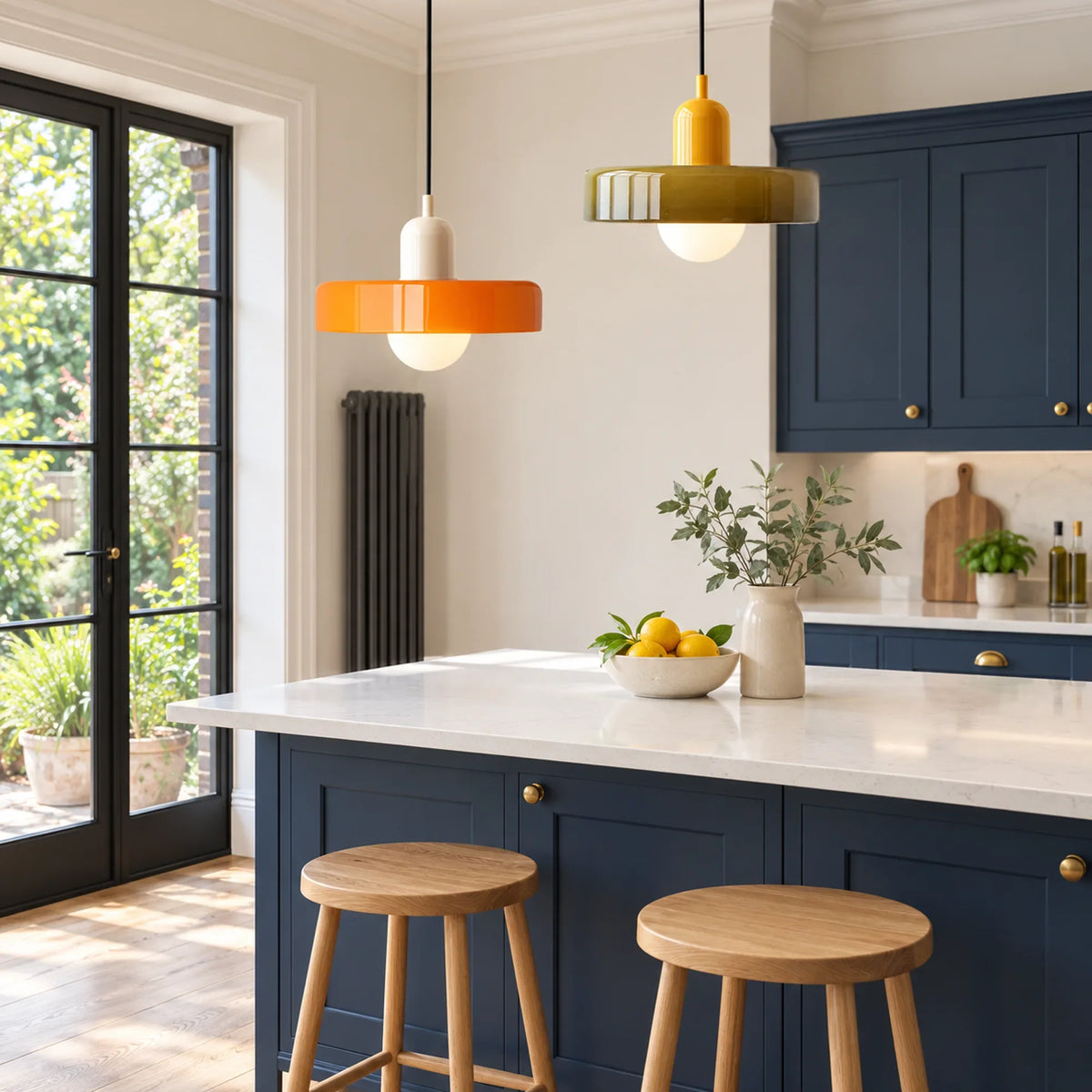 Bauhaus Colored Glass Pendant Light