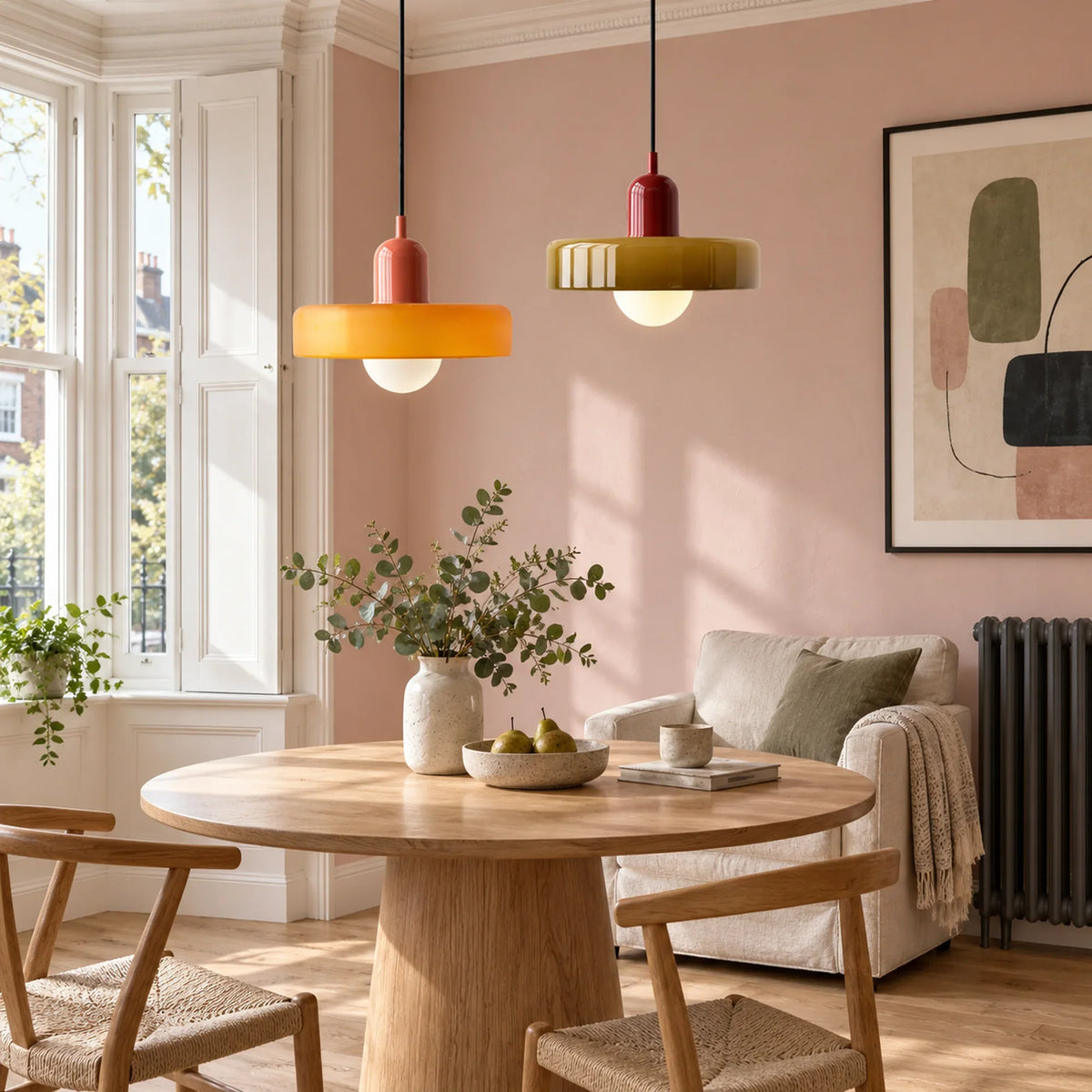 Bauhaus Colored Glass Pendant Light